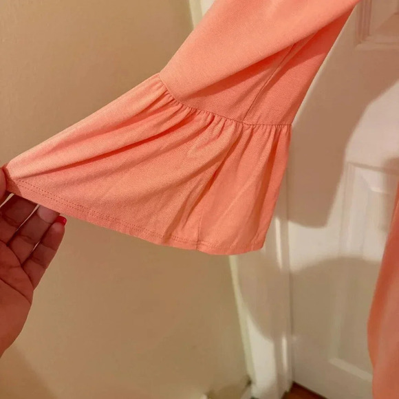 PinkBlush Pink Bell Sleeve Tie Front Top - Picture 5 of 7